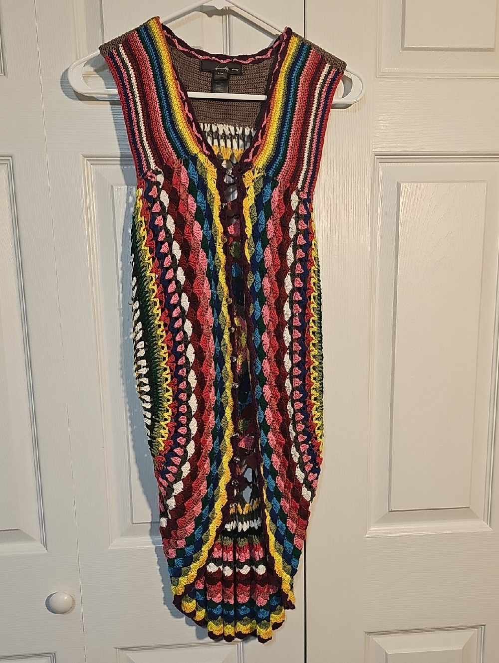 Twenty One Multicolor Crochet Trim Sweater Vest